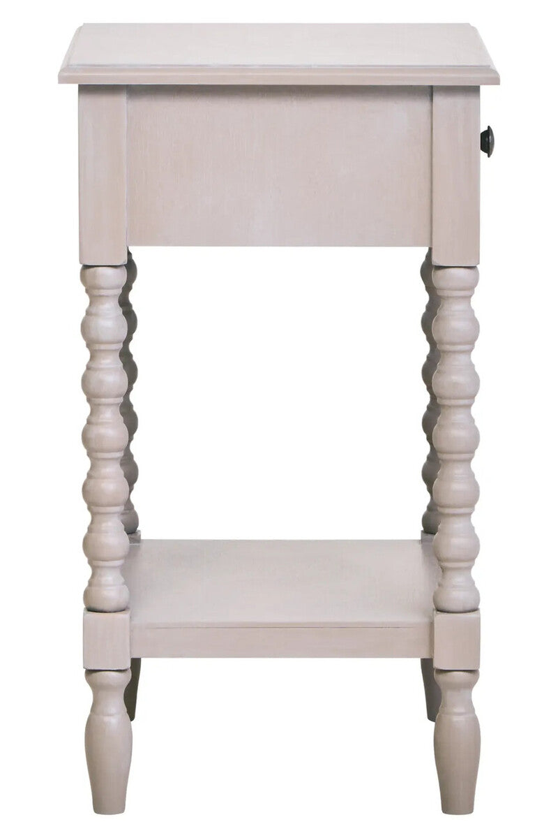 Heritage One Drawer Bobble Detail Grey Wood Side Table