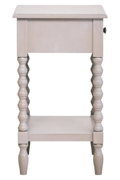 Heritage One Drawer Bobble Detail Grey Wood Side Table