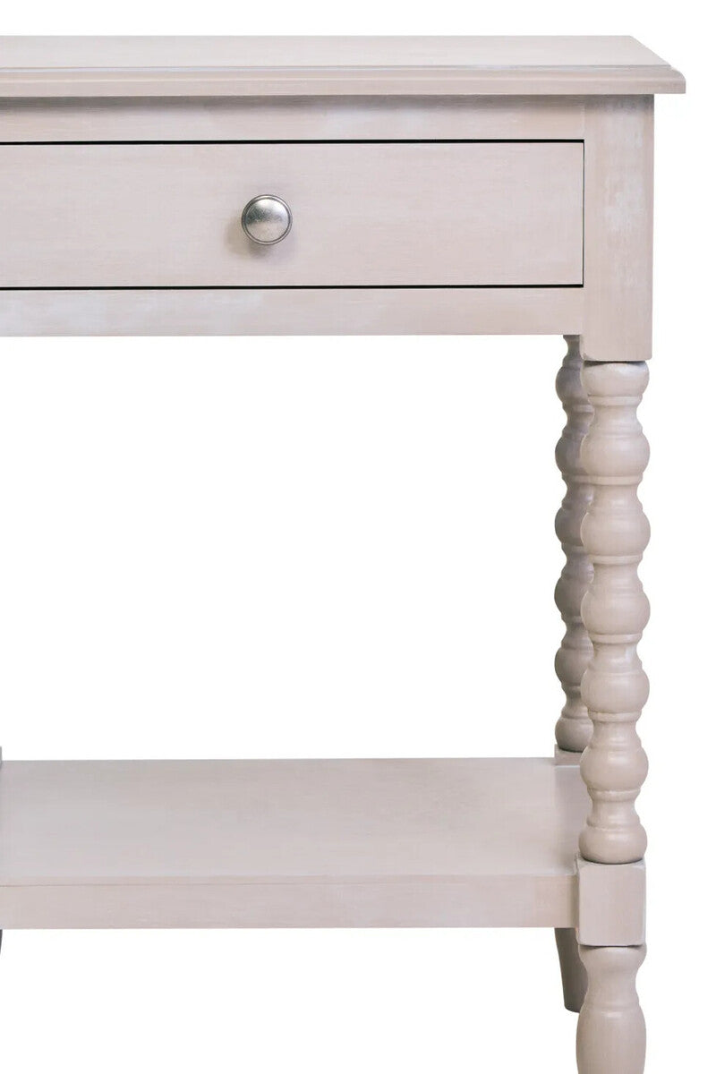 Heritage One Drawer Bobble Detail Grey Wood Side Table