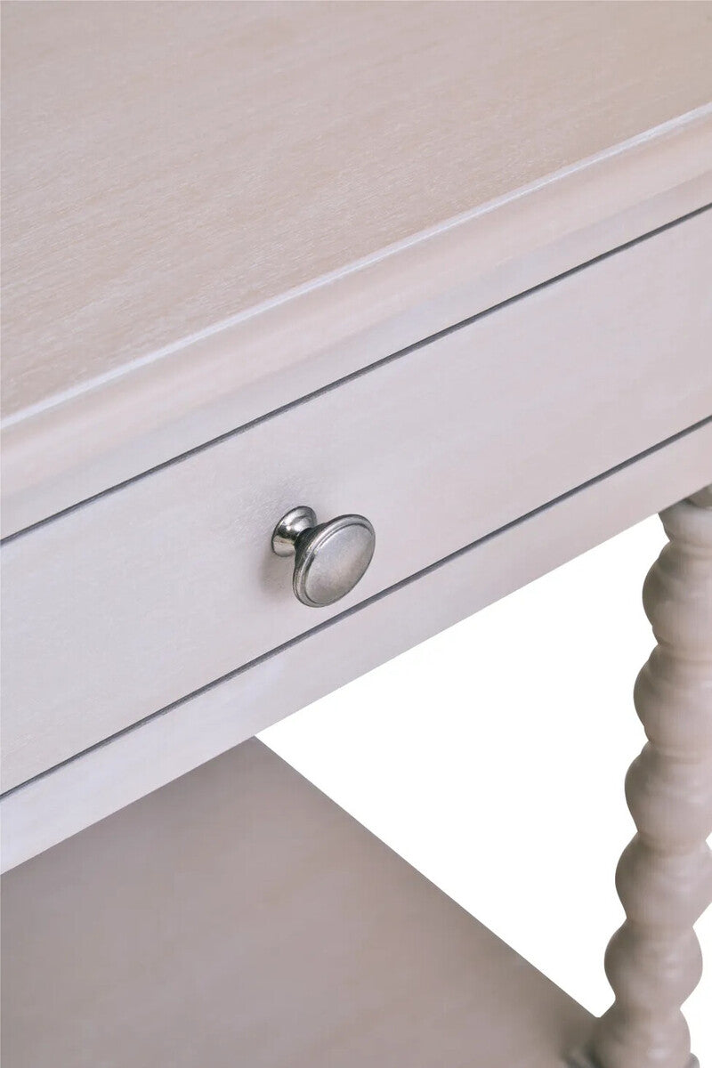Heritage One Drawer Bobble Detail Grey Wood Side Table