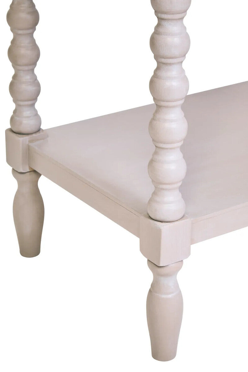 Heritage One Drawer Bobble Detail Grey Wood Side Table