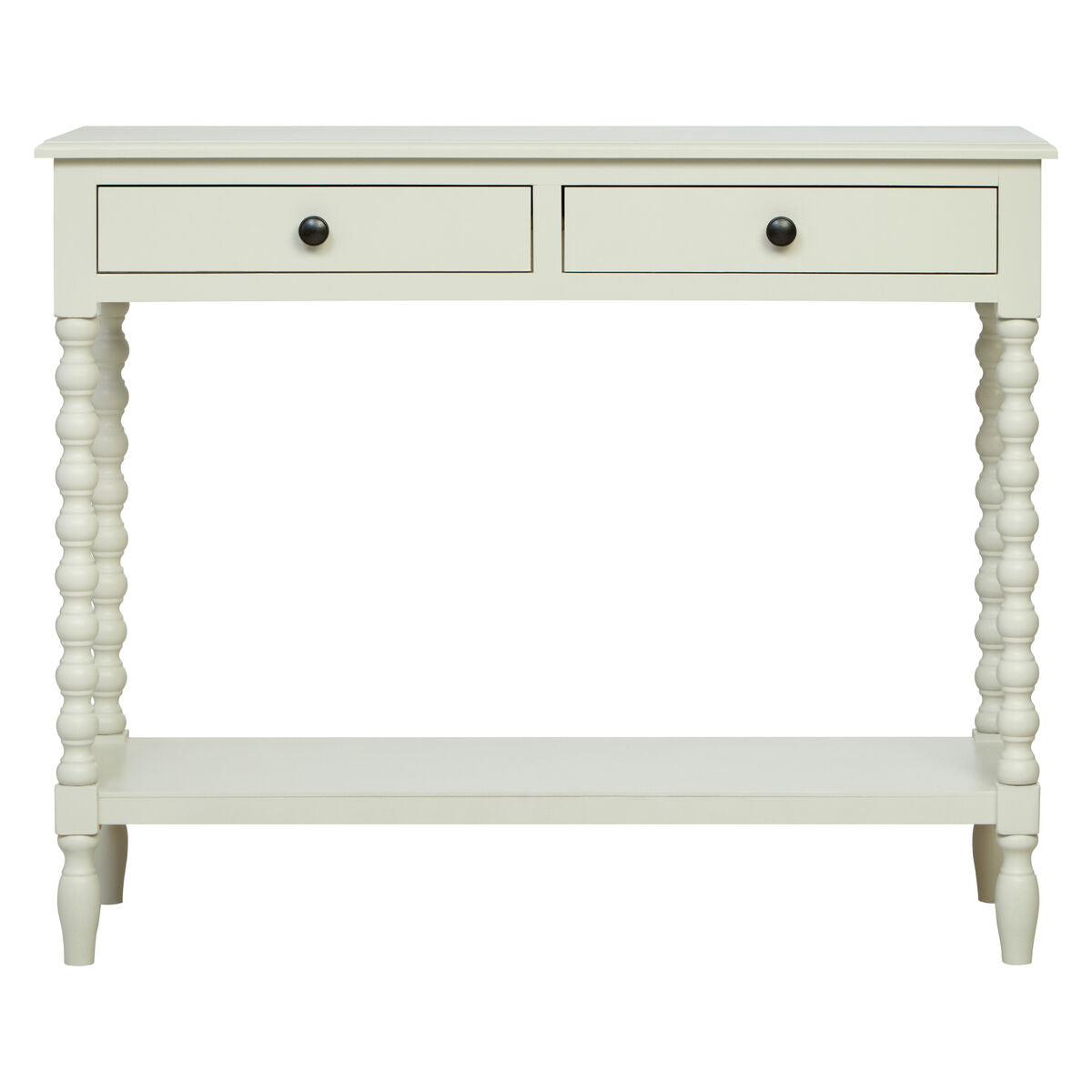 Heritage Ivory Wooden 2 Drawer Console Table with Bobble Legs