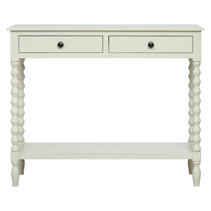 Heritage Ivory Wooden 2 Drawer Console Table with Bobble Legs