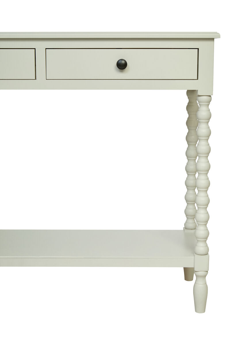 Heritage Ivory Wooden 2 Drawer Console Table with Bobble Legs