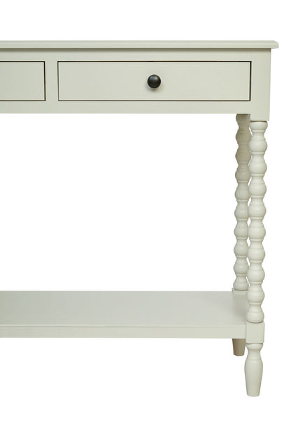 Heritage Ivory Wooden 2 Drawer Console Table with Bobble Legs