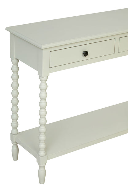 Heritage Ivory Wooden 2 Drawer Console Table with Bobble Legs