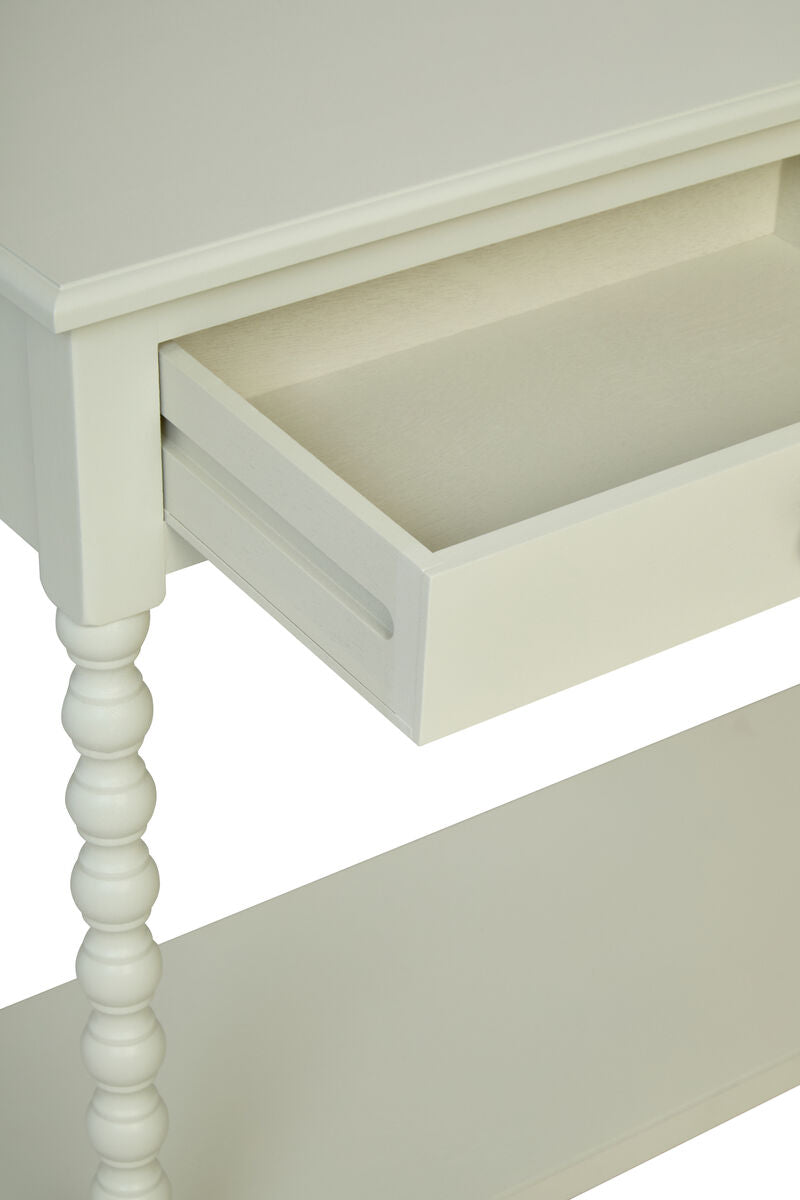 Heritage Ivory Wooden 2 Drawer Console Table with Bobble Legs