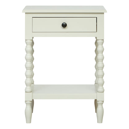 Heritage Ivory Wooden 1 Drawer Bedside Table with Bobble Legs