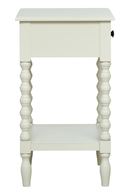 Heritage Ivory Wooden 1 Drawer Bedside Table with Bobble Legs