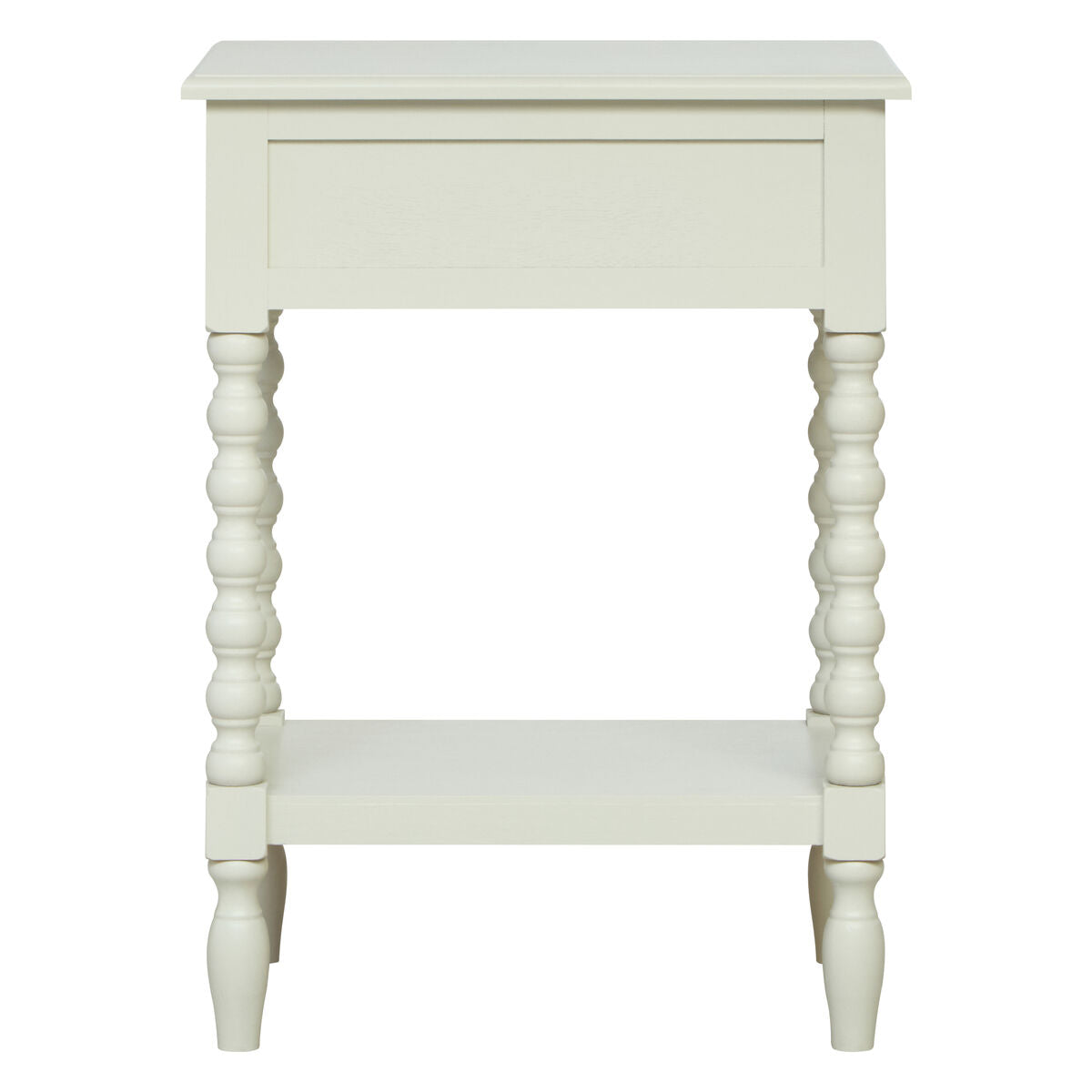 Heritage Ivory Wooden 1 Drawer Bedside Table with Bobble Legs