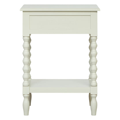 Heritage Ivory Wooden 1 Drawer Bedside Table with Bobble Legs