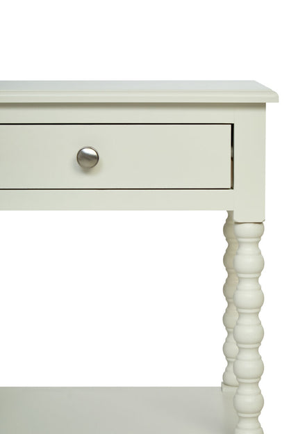 Heritage Ivory Wooden 1 Drawer Bedside Table with Bobble Legs