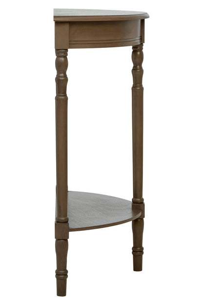 Heritage Dark Brown Wooden Half Moon Console Table with Lower Shelf