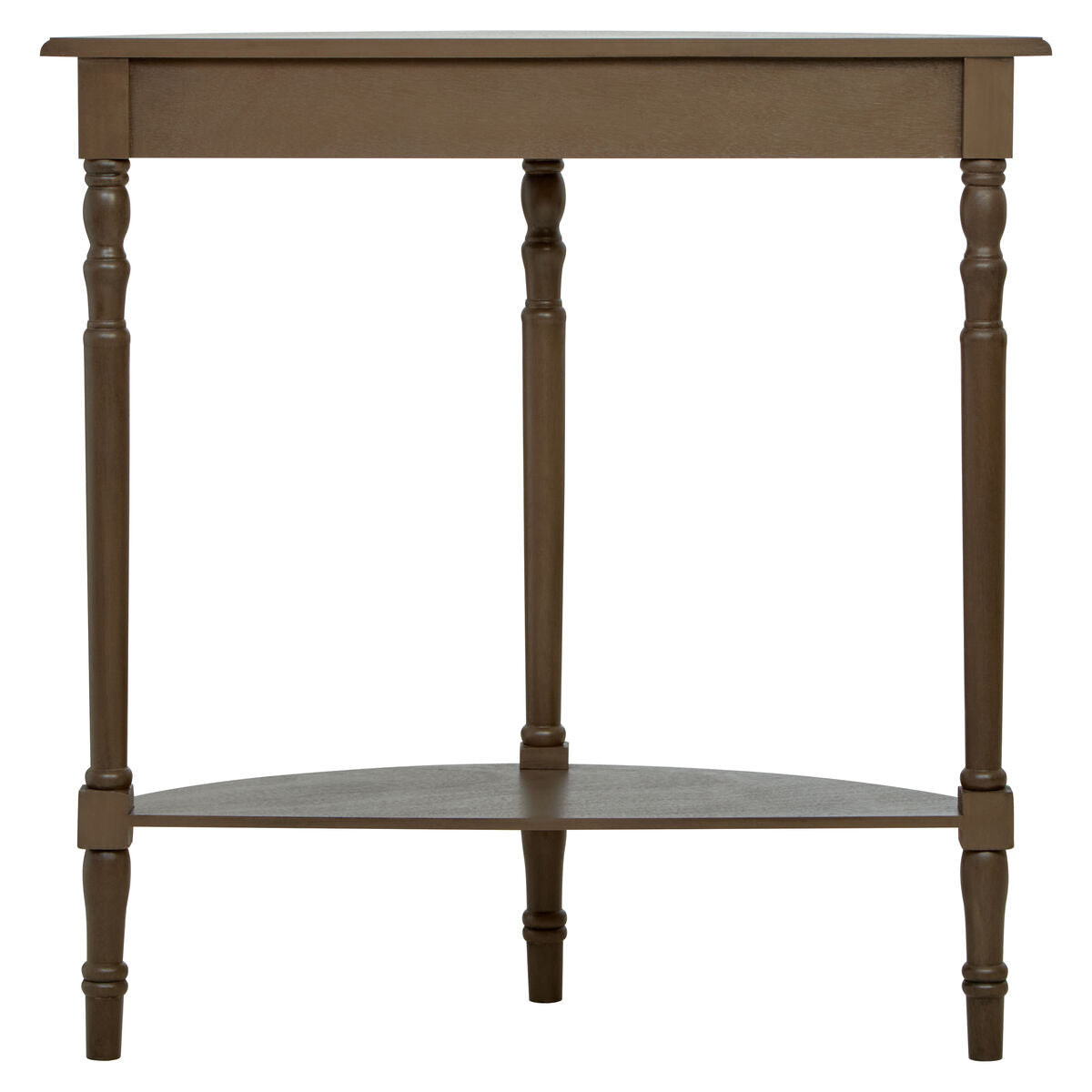 Heritage Dark Brown Wooden Half Moon Console Table with Lower Shelf