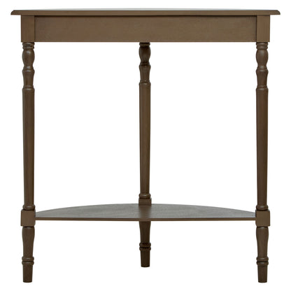 Heritage Dark Brown Wooden Half Moon Console Table with Lower Shelf