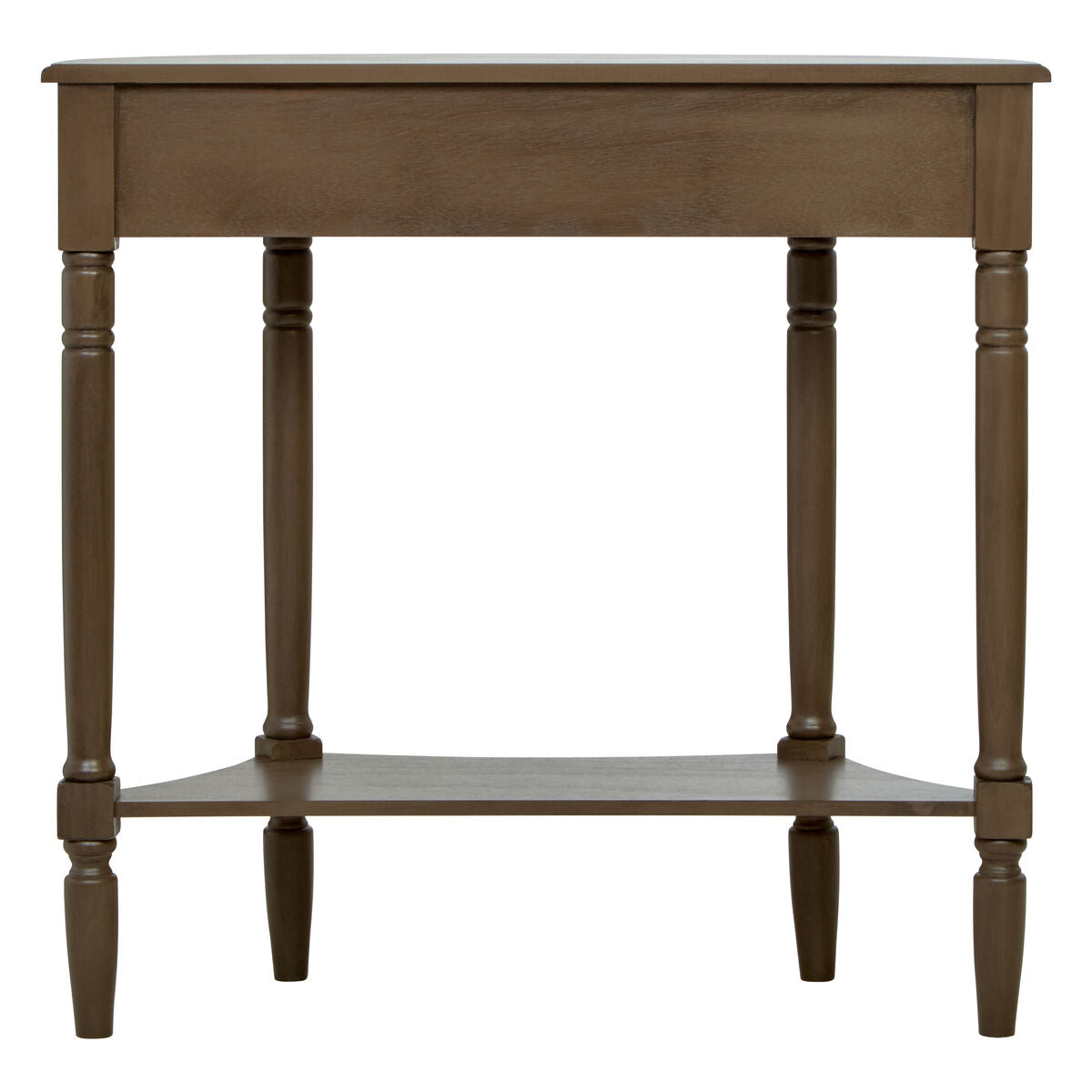 Heritage Dark Brown Wooden Half Moon 1 Drawer Console Table with Lower Shelf