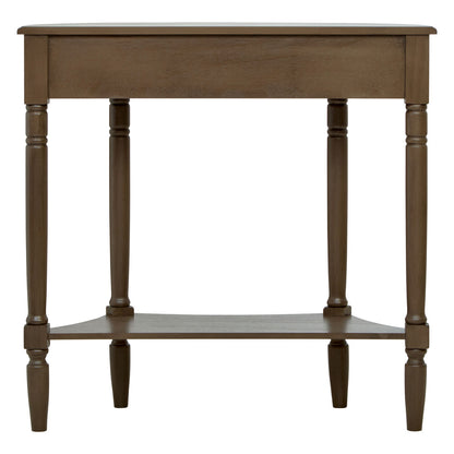 Heritage Dark Brown Wooden Half Moon 1 Drawer Console Table with Lower Shelf