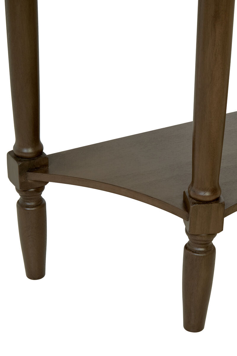 Heritage Dark Brown Wooden Half Moon 1 Drawer Console Table with Lower Shelf