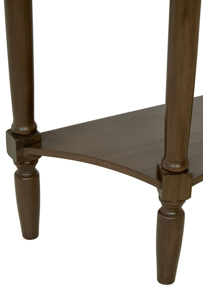 Heritage Dark Brown Wooden Half Moon 1 Drawer Console Table with Lower Shelf