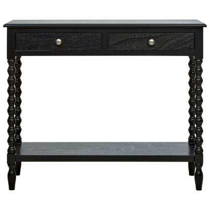 Heritage Black Wooden 2 Drawer Console Table with Bobble Legs