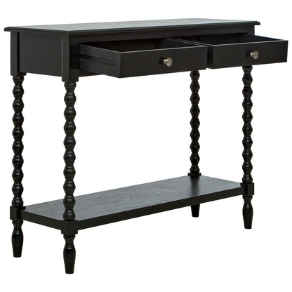 Heritage Black Wooden 2 Drawer Console Table with Bobble Legs