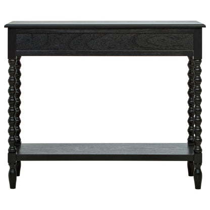 Heritage Black Wooden 2 Drawer Console Table with Bobble Legs