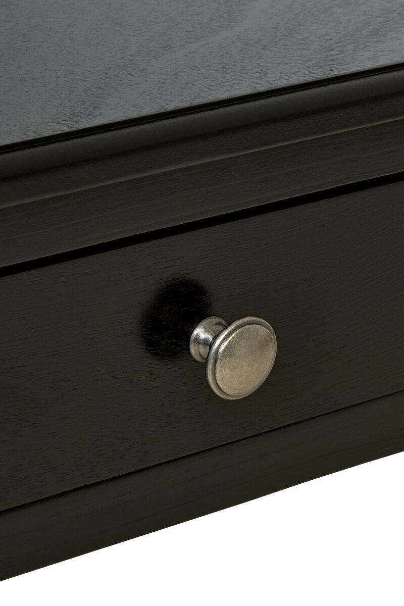 Heritage Black Wooden 2 Drawer Console Table with Bobble Legs