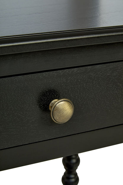 Heritage Black Wooden 2 Drawer Console Table with Bobble Legs