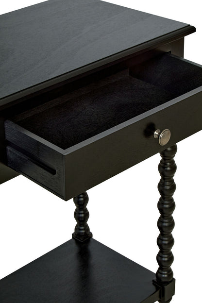 Heritage Black Wooden 2 Drawer Console Table with Bobble Legs