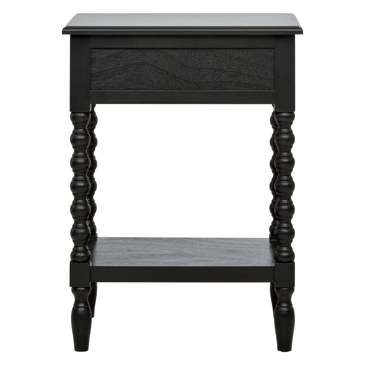 Heritage Black Wooden 1 Drawer Bedside Table with Bobble Legs