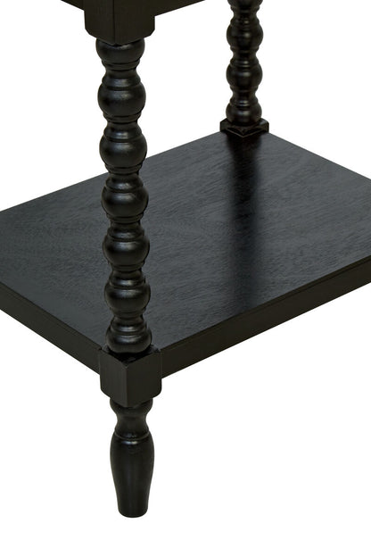Heritage Black Wooden 1 Drawer Bedside Table with Bobble Legs