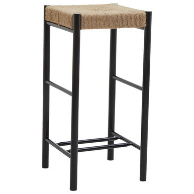 Bandar Natural Rope and Black Wood Bar Stool