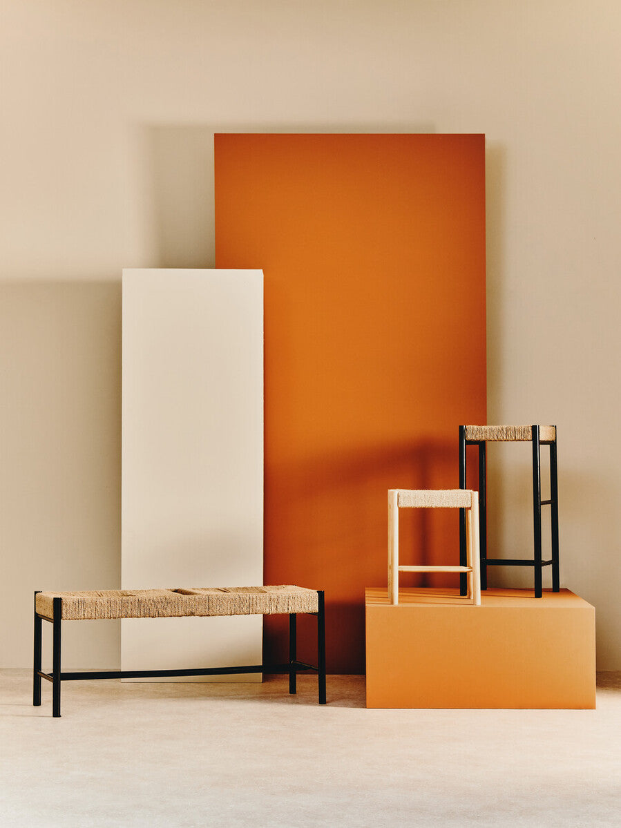 Bandar Natural Rope and Black Wood Bar Stool