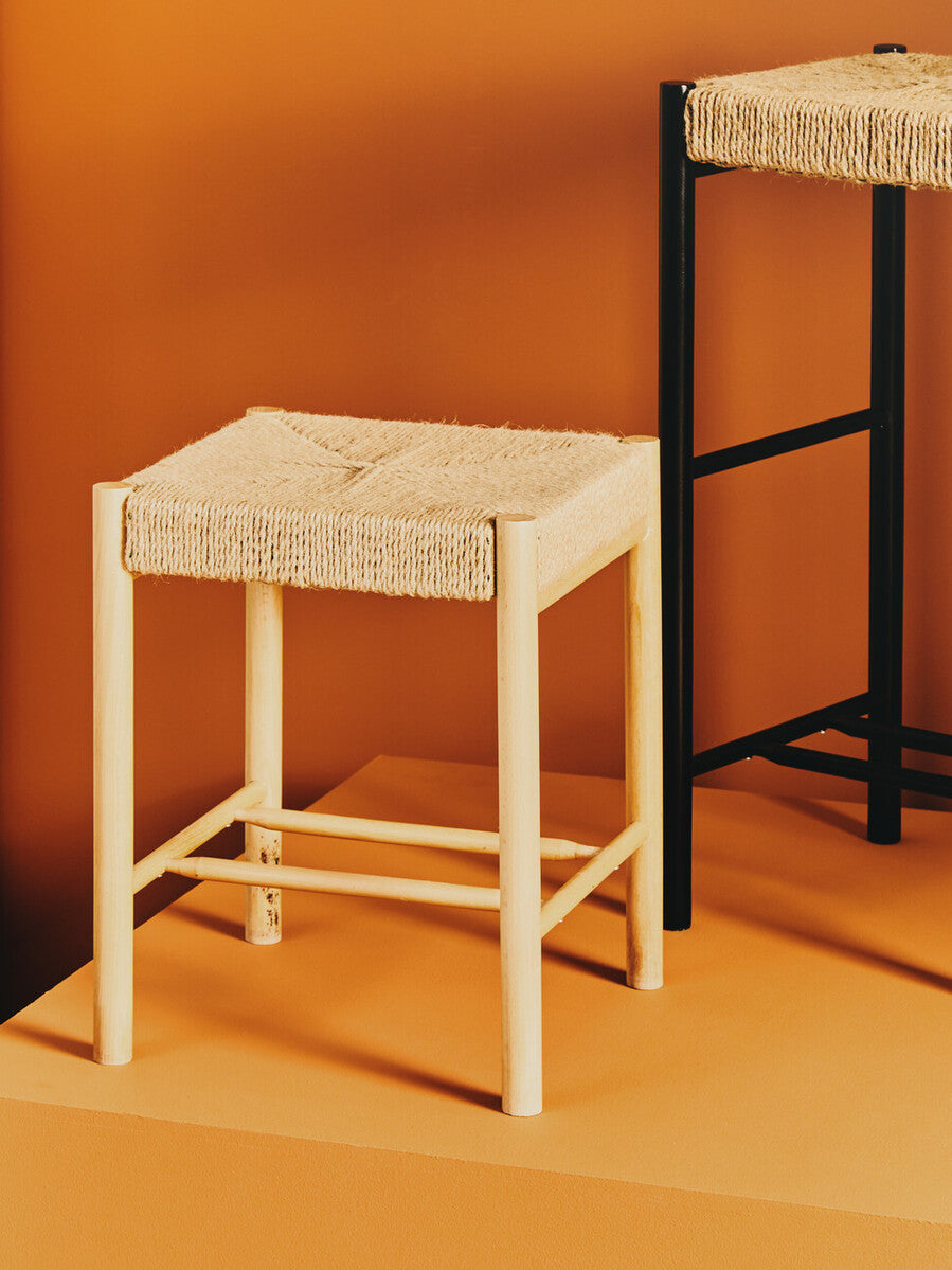 Bandar Natural Rope and Black Wood Bar Stool