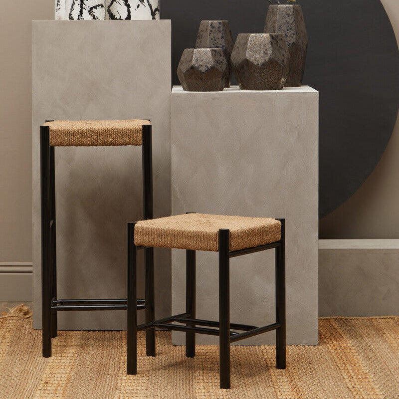 Bandar Natural Rope and Black Wood Bar Stool
