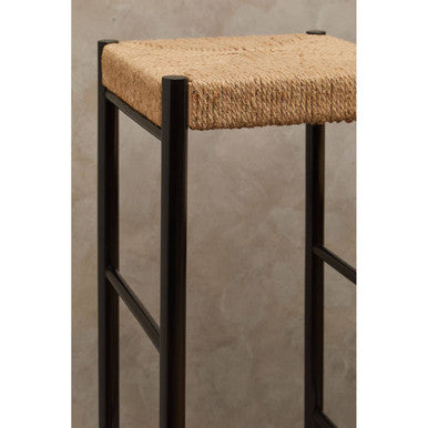 Bandar Natural Rope and Black Wood Bar Stool