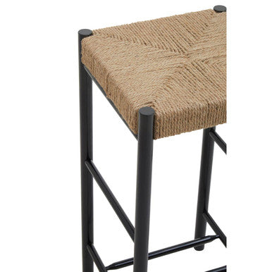 Bandar Natural Rope and Black Wood Bar Stool