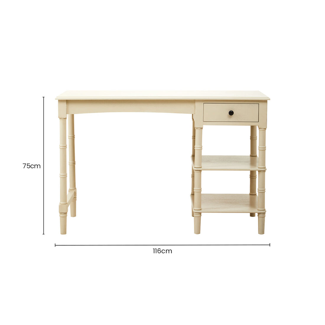 Heritage Ivory Desk with Drawer and Shelves