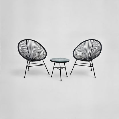 Miami Black Rattan 3 Piece Patio Set