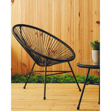 Miami Black Rattan 3 Piece Patio Set