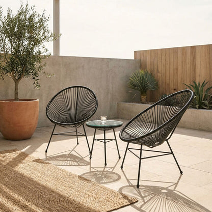 Black Rattan 3 Piece Patio Set | Miami
