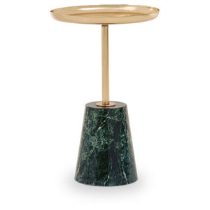 Avola Gold Side Table With Green Marble Effect Base