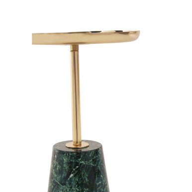 Avola Gold Side Table With Green Marble Effect Base
