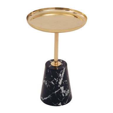 Avola Gold Side Table with Black Marble Effect Base