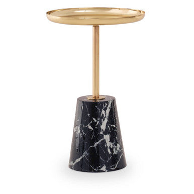 Avola Gold Side Table with Black Marble Effect Base