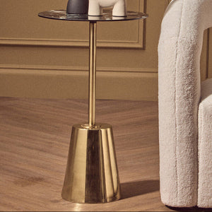 Black Marble Effect Top Side Table with Luxe Gold Metal Base, Avola