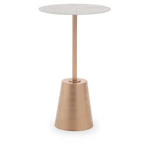 Avola White Marble Effect Side Table with Gold Finish Base