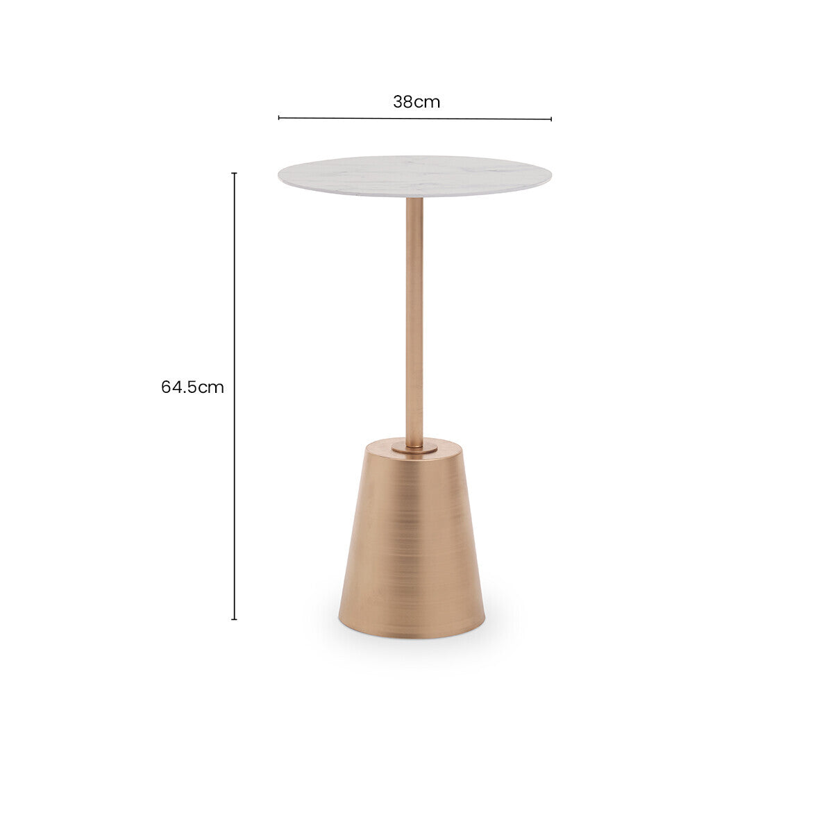 White Marble Effect Top Side Table with Gold Metal Base | Avola