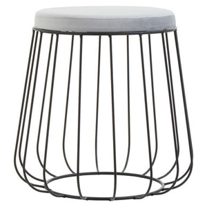 Hayes Grey Velvet  Stool with Black Frame