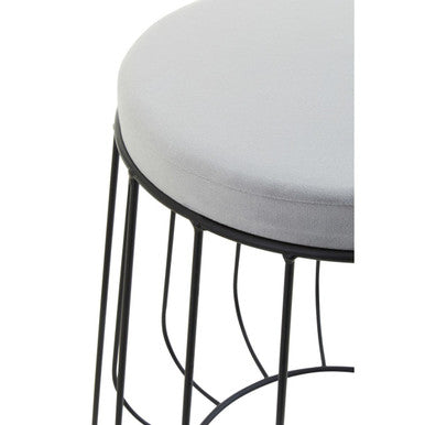 Hayes Grey Velvet  Stool with Black Frame